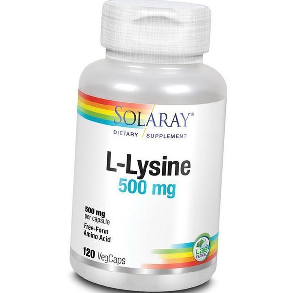 Л-Лизин аминокислота Solaray L-Lysine 500 mg 120 вег капсул 19886 фото
