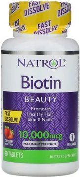 Біотин Natrol Biotin Beauty 10,000 mcg 60 таб полуниці 19016 фото