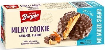 Протеїнове печиво з карамеллю та арахісом Bergen Original Milky Cookies Caramel Peanut 100 г 3156185266 фото