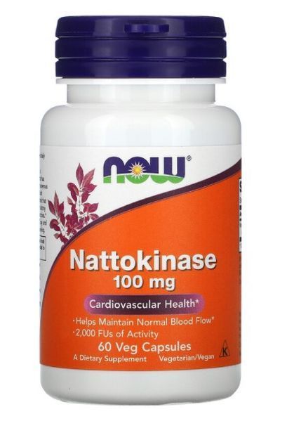 Наттокиназа NOW Nattokinase 100 mg 60 вегетарианских капсул 18876 фото