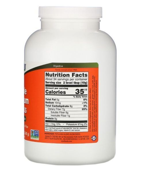 Псиллиум NOW Foods Whole Psyllium Husks, 340 г 18545 фото