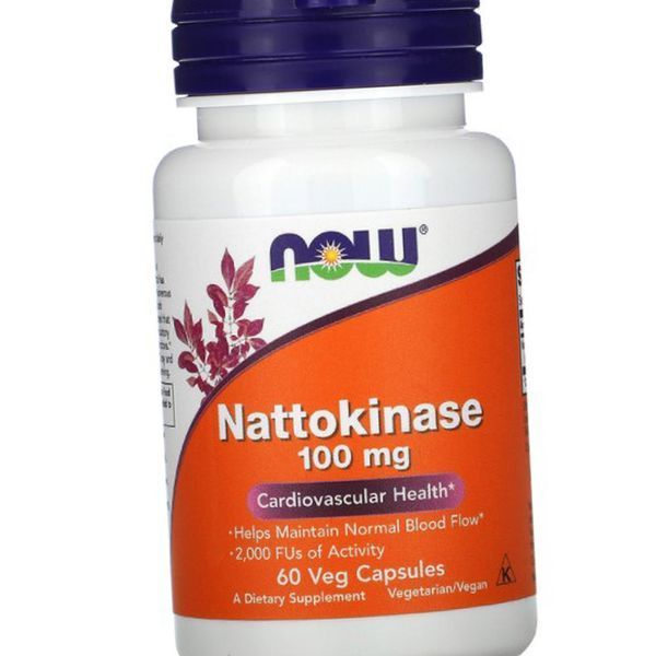 Наттокиназа NOW Nattokinase 100 mg 60 вегетарианских капсул 18876 фото