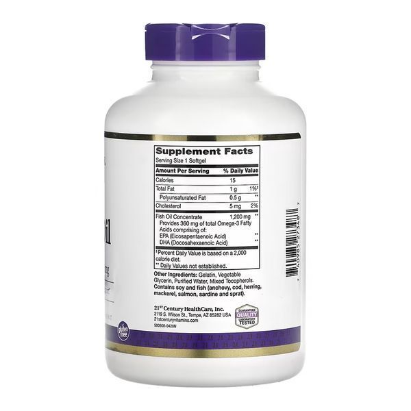 Рыбий жир из омега-3 21st Century Fish Oil 1200 mg 140 гл капс 3108184143 фото