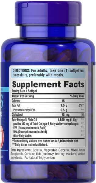 Риб'ячий жир омега 3 Puritan's Pride Omega-3 Fish Oil 1500 mg 60 капсули 9082 фото