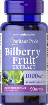 Екстракт чорниці для зору Puritan's Pride Bilberry Fruit Extract 1000 mg 90 капсул 18936 фото