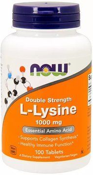Лизин NOW Foods L-Lysine 1000 мг 100 таблеток 3872 фото