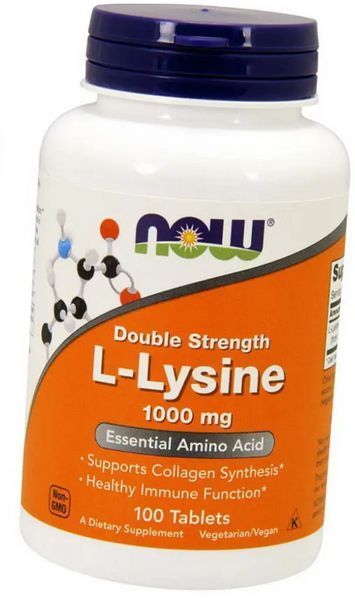 Лизин NOW Foods L-Lysine 1000 мг 100 таблеток 3872 фото