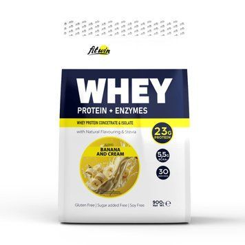 Сироватковий протеїн FitWin Whey Protein + Enzymes 900 г Банан у вершках 3173985095 фото