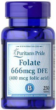 Фолієва кислота Puritan's Pride Folate 666mcg DFE (Folic Acid 400 mcg) 250 tab 2956564760 фото
