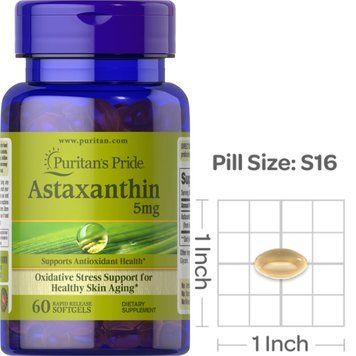 Антиоксидант Астаксантин Puritan's Pride Astaxanthin 5 mg 60 капсул 18980 фото