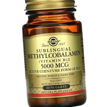 Витамин В12 (метилкобаламин) Solgar Sublingual Methylcobalamin (Vitamin B 12) 5000 mcg 30 таблеток 18716 фото