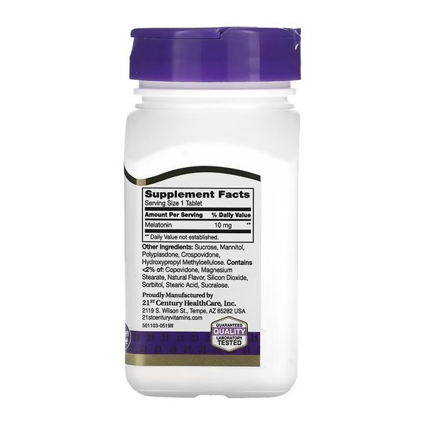 Мелатонин 21st Century Melatonin 10 mg Quick Dissolve 120 таб вишня 3108184072 фото