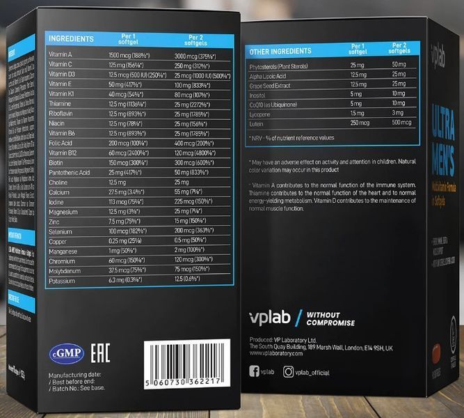 Витамины и минералы для мужчин VP Lab Ultra Men's 90 softgels 21946 фото