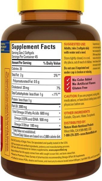 Рыбий жир Nature Made Fish Oil 1000 mg 90 капсул омега-3 19620 фото
