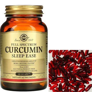 Куркумін комплекс для покращення сну Solgar Full Spectrum Curcumin Sleep Ease 60 капсул 21676 фото