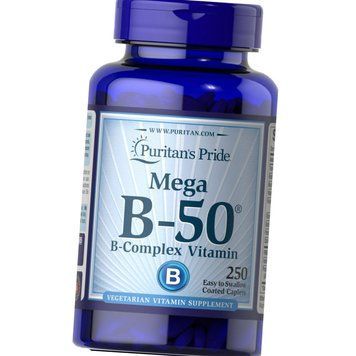 Витамины группы Б Puritan's Pride Mega B-50 B-Complex Vitamin 250 капсул 10532 фото