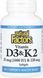 Вітаміни D3 і K2 Natural Factors Vitamin D3 & K2 25 mcg (1000 IU) & 120 mcg 120 гел капс 2956577075 фото 1