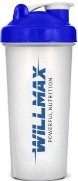 Шейкер для спортивного питания Willmax Shaker With Metall Ball 600 ml бело-голубой 23209 фото