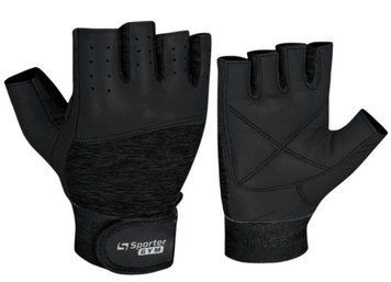 Тренувальні рукавички з натуральної шкіри Fitness Gloves Full Black 21960 фото