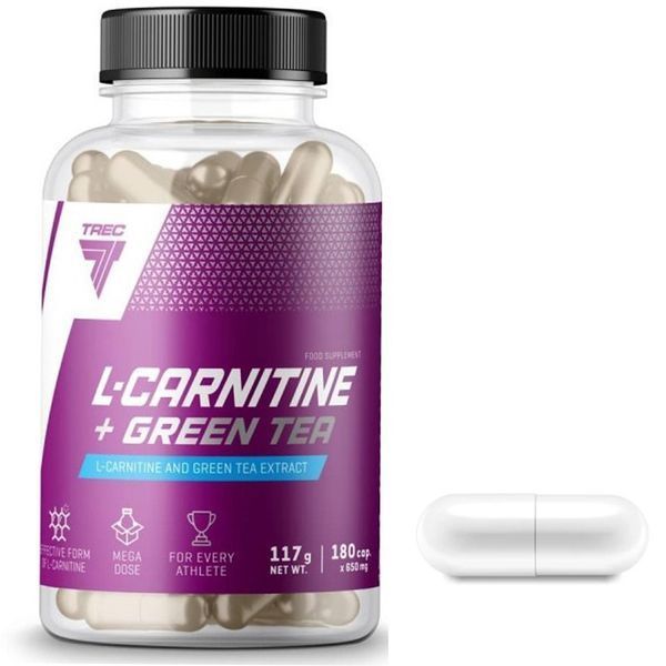Карнітин + екстракт зеленого чаю TREC nutrition L-Carnitine + Green tea 180 капс 21101 фото