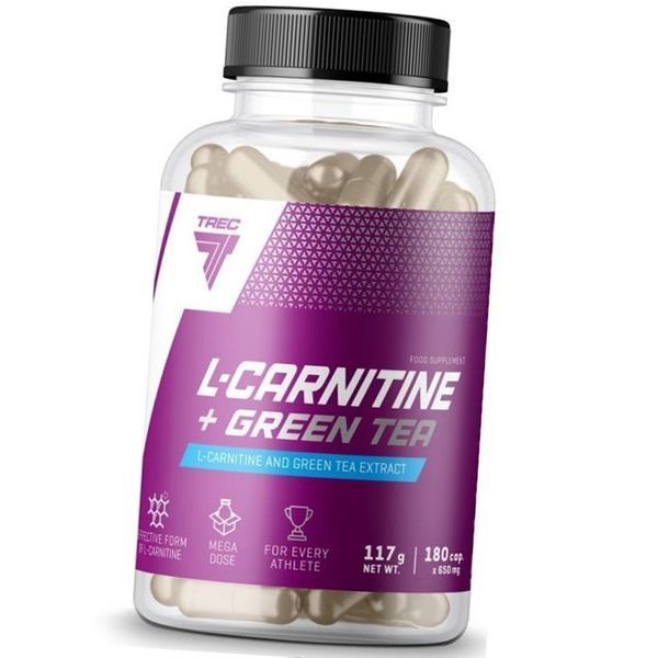 Карнітин + екстракт зеленого чаю TREC nutrition L-Carnitine + Green tea 180 капс 21101 фото