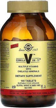 Мультивітаміни та мінерали Solgar Formula V VM 75 180 таб 20306 фото