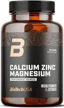 Кальцій магній цинк BioTech Calcium Zinc Magnesium Organic 90 табл 23713 фото