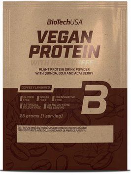 Рослинний протеїн ізолят BioTech Vegan Protein With Real Coffee 25 г кави 23643 фото