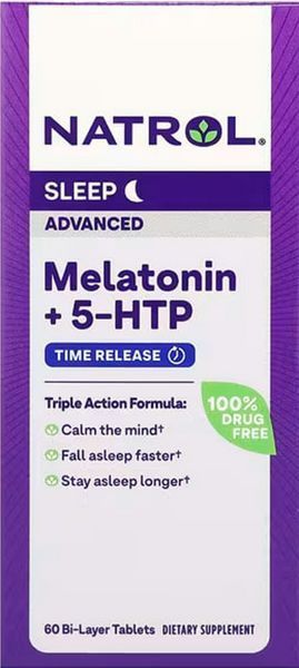 Мелатонин + 5 НТР для улучшения сна Natrol Melatonin + 5-HTP 60 таб 2956576447 фото