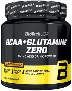 БЦА + Глютамін BioTech BCAA + Glutamine ZERO 480 г апельсин 11110 фото