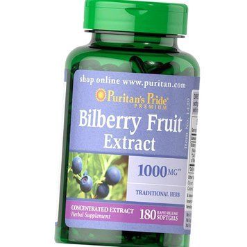 Екстракт чорниці Puritan's Pride Bilberry Fruit Extract 1000 mg 180 капс комплекс для здоров'я очей 18616 фото