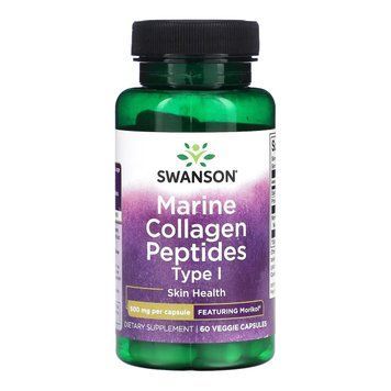 Пептиды морского коллагена Swanson Marine Collagen Peptides Type I Featuring Morikol 500mg 60 капс 2956573239 фото