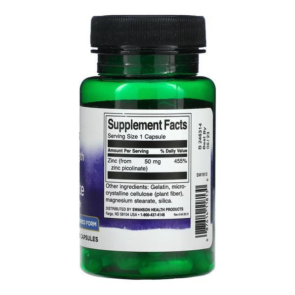 Цинк пиколинат Swanson Extra Strength Zinc Picolinate Body Preferred Form 50mg 60 капс 2956573240 фото