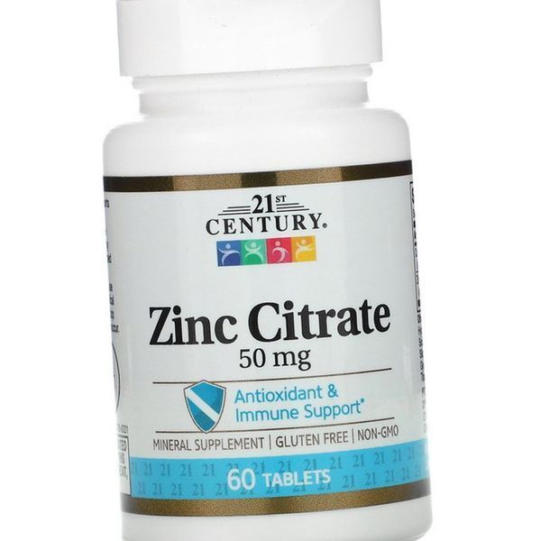 Цинк Цитрат 21st Century Zinc Citrate 50 мг 60 таблеток 20289 фото
