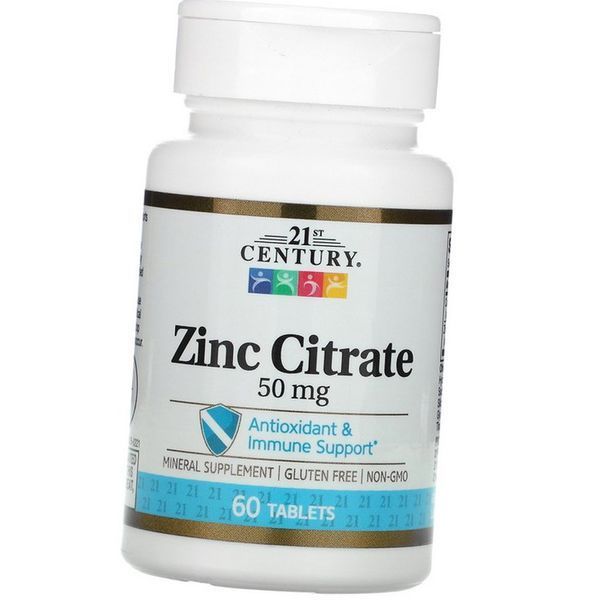 Цинк Цитрат 21st Century Zinc Citrate 50 мг 60 таблеток 20289 фото