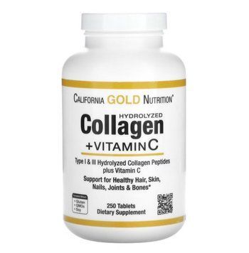 Колаген з Вітаміном С California Gold Nutrition Collagen Hydrolyzed + Vitamin C 250 таблеток 22488 фото