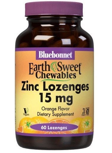 Цинк Bluebonnet Nutrition Zinc Lozenges 15 mg 60 таблеток апельсин 19805 фото