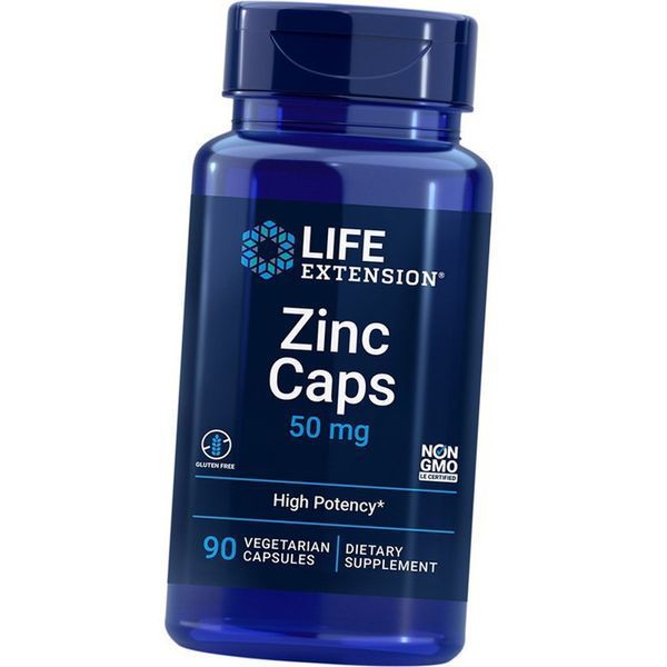 Монометионина цинку, цитрату цинку Life Extension Zinc Caps 50 mg 90 капсул вег 18711 фото