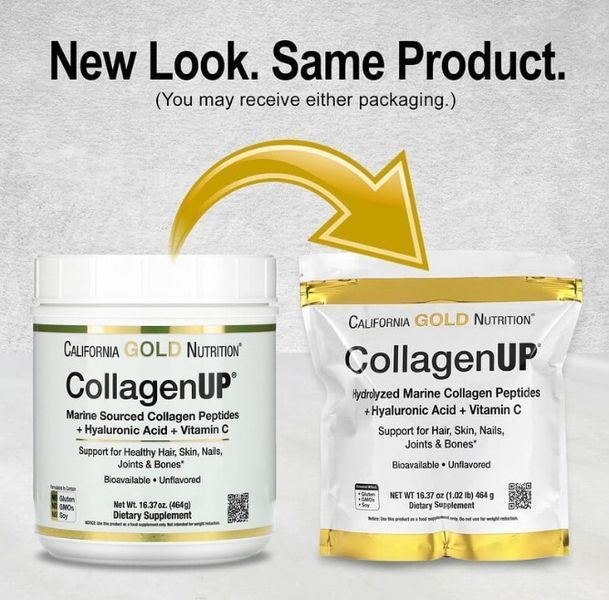 Пептиди морського колагену з гіалуроновою кислотою та вітаміном C California Gold Nutrition CollagenUP 464г 20612 фото