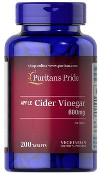 Яблучний оцет Puritan's Pride Apple Cider Vinegar 480 mg 200 таблеток 22728 фото