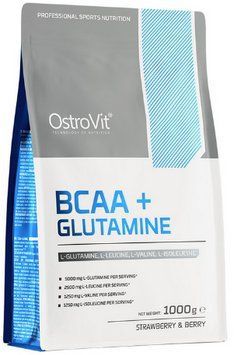Комплекс всаа OstroVitBCAA+Glutamine 1 кг клубника ягоды 23718-02 фото