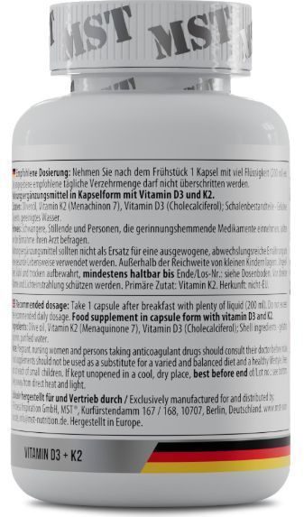 Вітамін D3 для імунної системи та кісток MST Vitamin D3 2000 IU (50 mcg) 120 гел капс 3008631951 фото