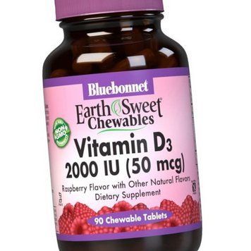 Вітамін Д3 Bluebonnet Nutrition Vitamin D3 2000 IU 90 жувальних цукерок малина 19773 фото