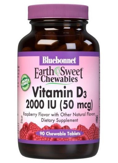 Вітамін Д3 Bluebonnet Nutrition Vitamin D3 2000 IU 90 жувальних цукерок малина 19773 фото