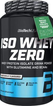 Ізолят сироваткового протеїну Biotech USA Iso Whey Zero 908 g чорний бісквіт 2956575192 фото