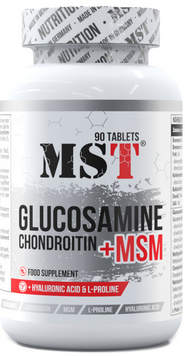 Для суставов и связок MST Glucosamine Chondroitin + MSM + hyaluronic acid 90 pills 19024 фото