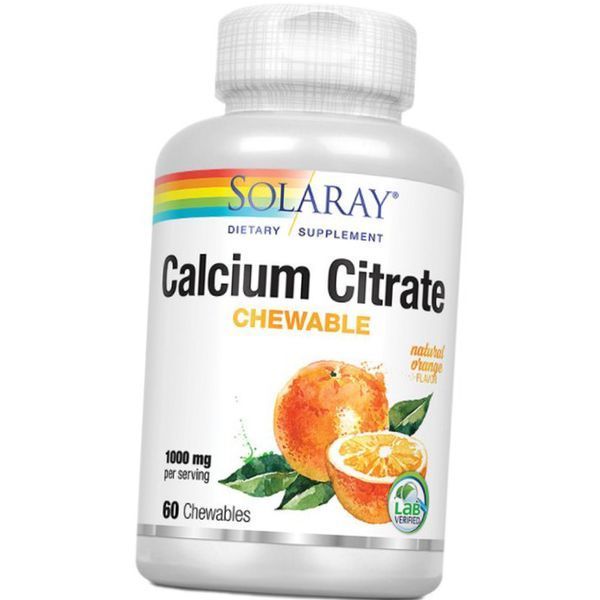 Кальцій цитрат Solaray Calcium Citrate chewable 60 таблеток жувальних апельсин 19889 фото