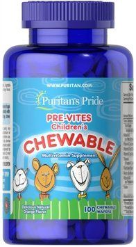 Поливитамины для детей Puritan's Pride Pre-vites Childrens's Chewable 100 жевательных таб 20769 фото