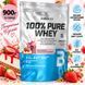 Сироватковий протеїн для росту м'язів та набору маси BioTech 100% Pure Whey 900 гр полуничний чізкейк 3206091177 фото 2