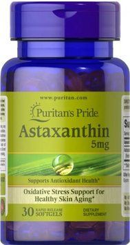 Антиоксидант Астаксантин Puritan's Pride Astaxanthin 5 mg 30 капсул 18867 фото